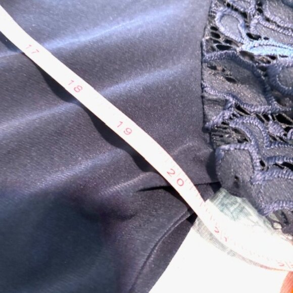 Jessica Howard Blue Formal Lined Nylon & Spandex Dress with 3/4 Bell Sleeves - Picture 8 of 13